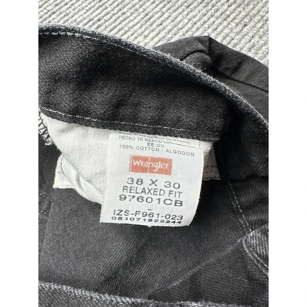 Wrangler Authentic Jeans Mens 38x30 Black Relaxed‎ Straight Denim Casual